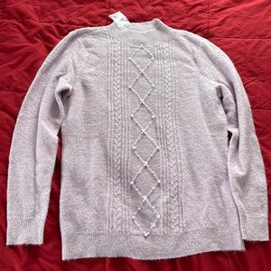 Small purple sweater with pearls NWT